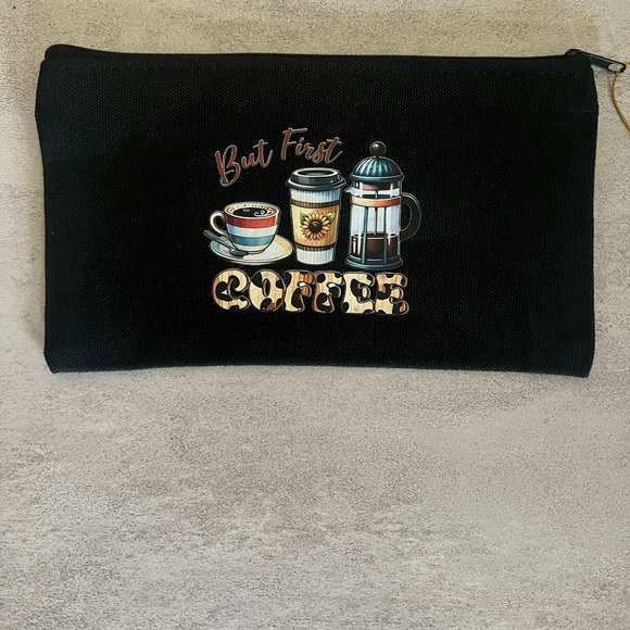 EllesGallery Handbags - But First Coffee-Themed Cosmetic Bag